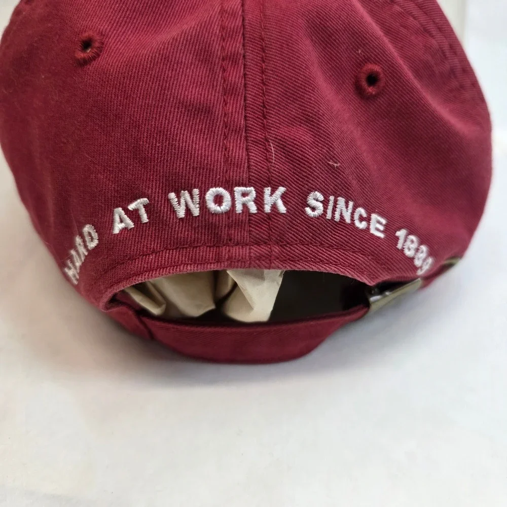 Vintage Carhartt Baseball Cap Burgundy Embroidered Patch Hard‎ At Work Strapback